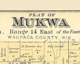 1889 Map of Mukwa Township Waupaca County Wisconsin