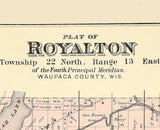 1889 Map of Royalton Township Waupaca County Wisconsin