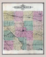 1885 Map of Cedar County Iowa