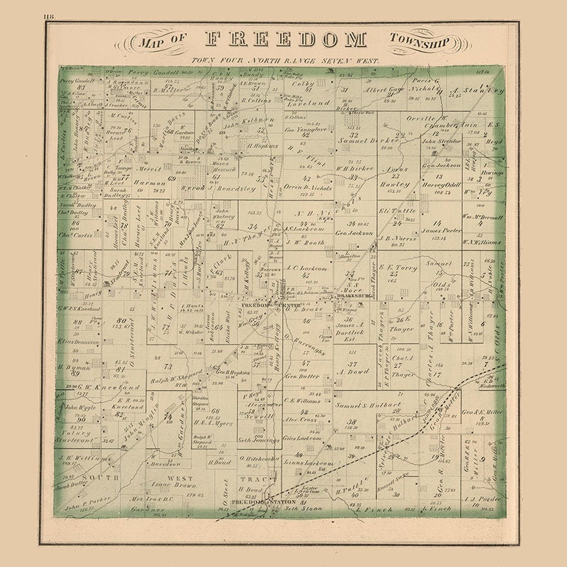 1874 Map of Freedom Township Portage County Ohio