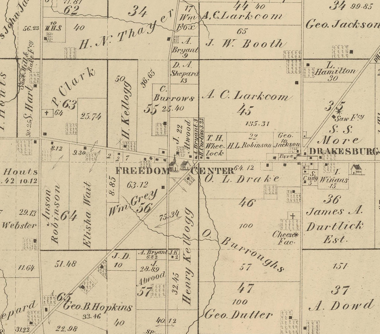1874 Map of Freedom Township Portage County Ohio