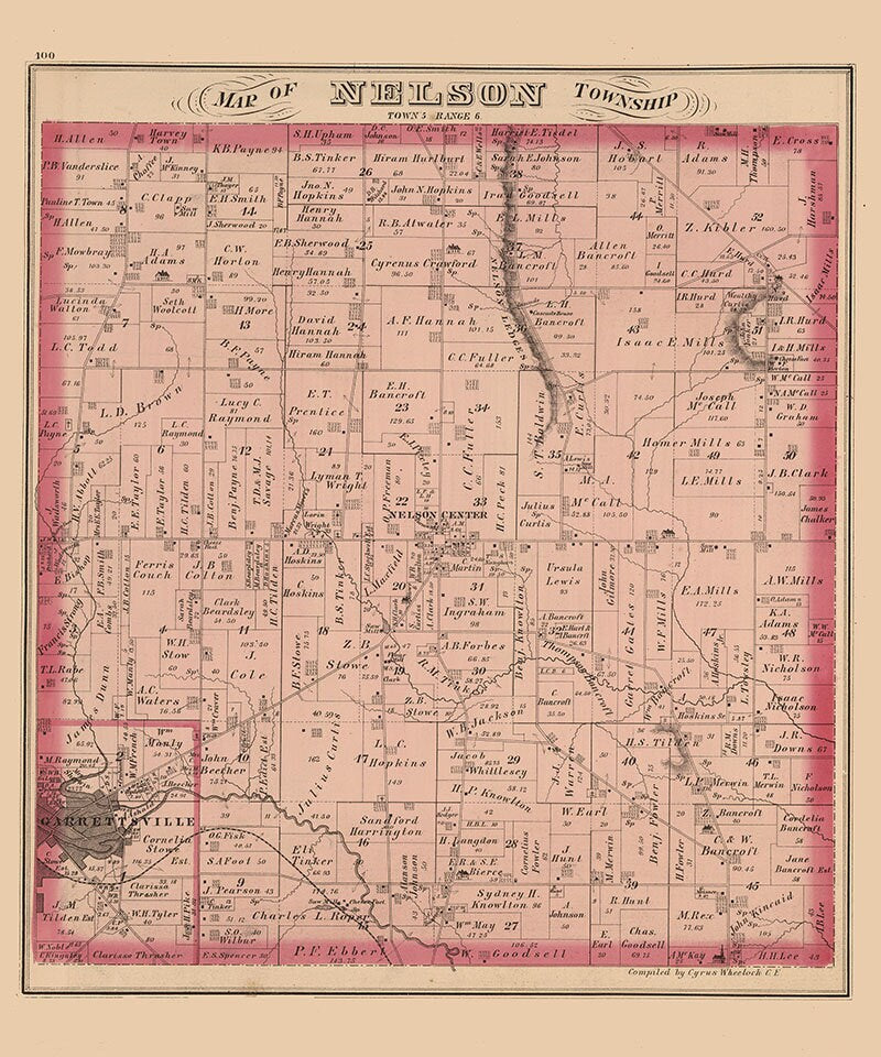 1874 Map of Nelson Township Portage County Ohio