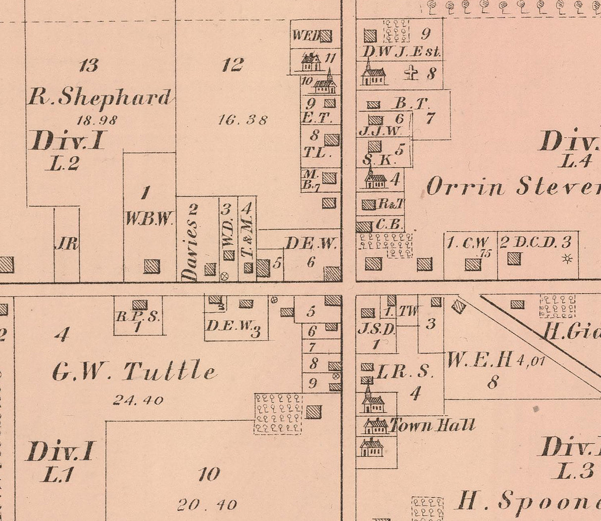 1874 Map of Palmyra Portage County Ohio