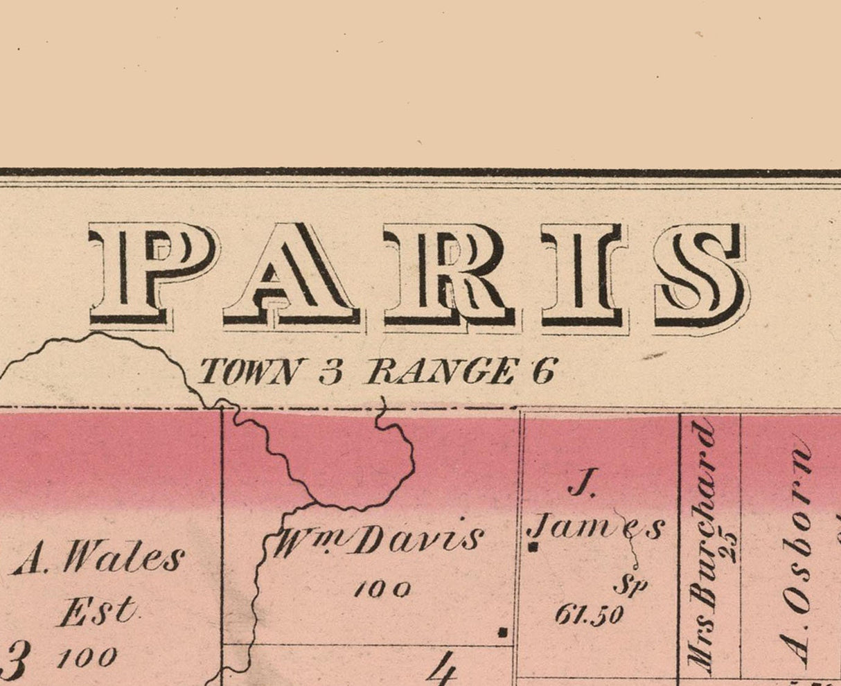 1874 Map of Paris Township Portage County Ohio