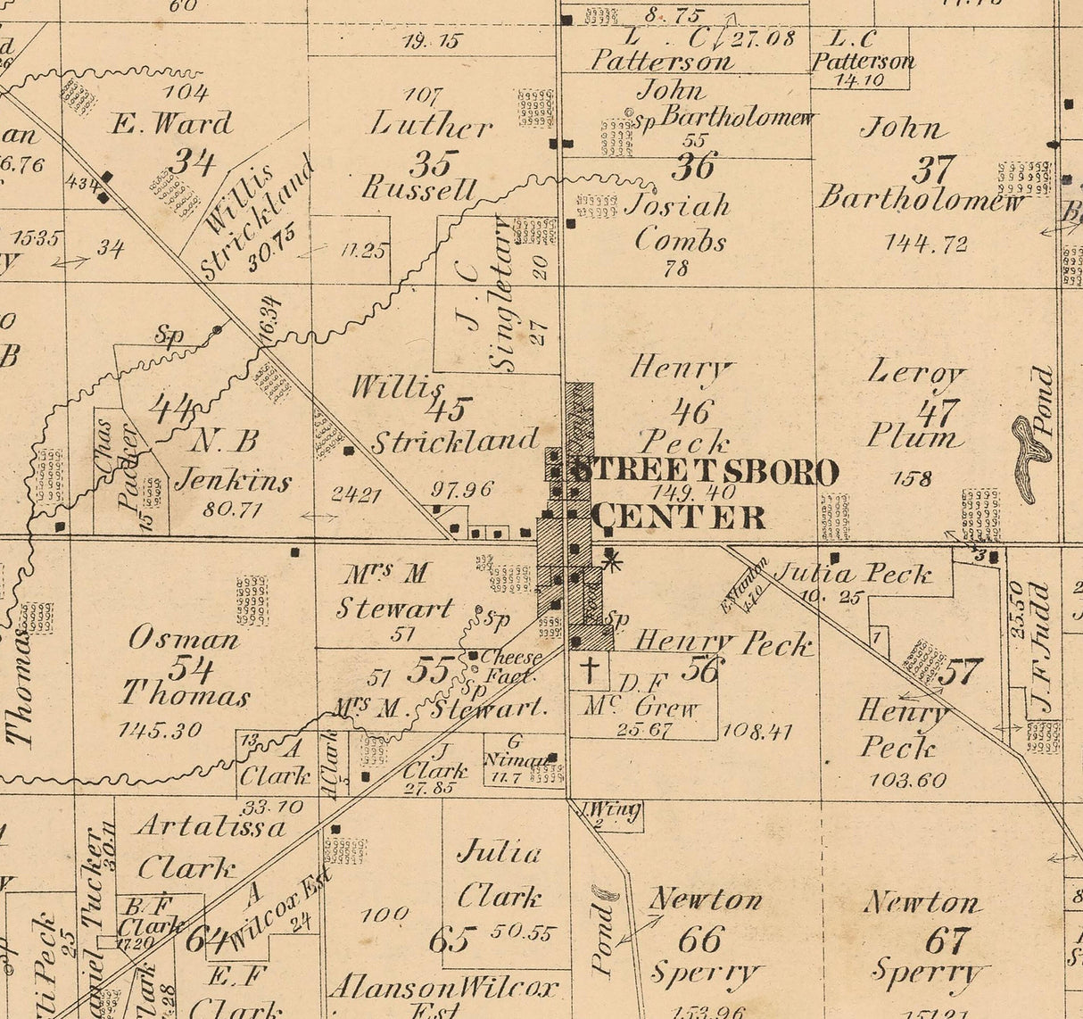 1874 Map of Streetsboro Township Portage County Ohio