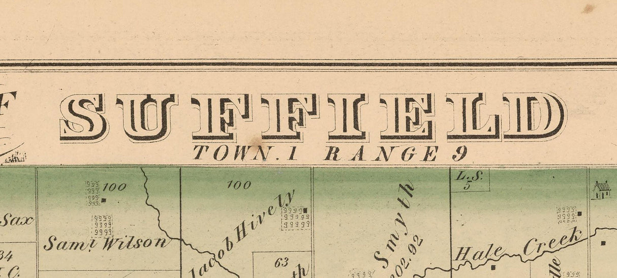 1874 Map of Suffield Township Portage County Ohio