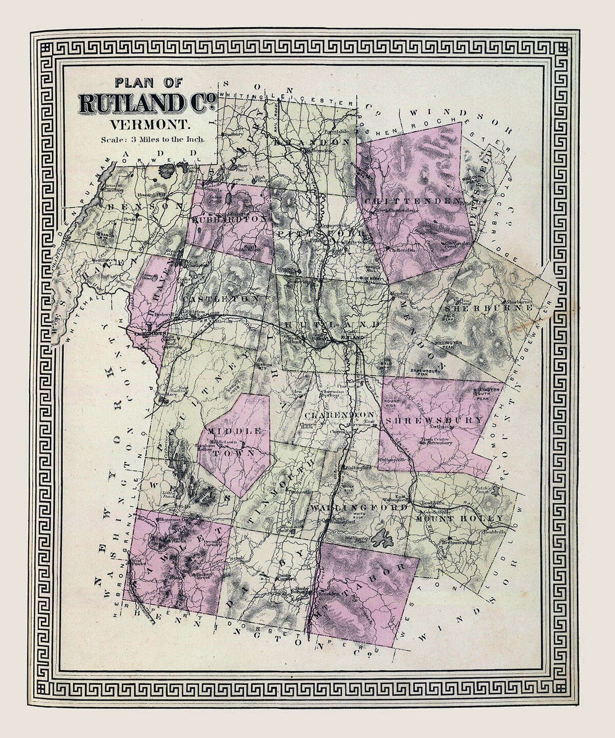 1876 Map of Rutland County Vermont