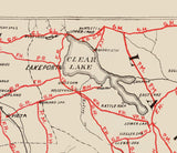 1896 Map of Sonoma Marin Lake and Napa County California