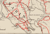 1896 Map of Sonoma Marin Lake and Napa County California