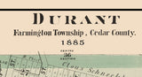1885 Map of Durant Cedar County Iowa