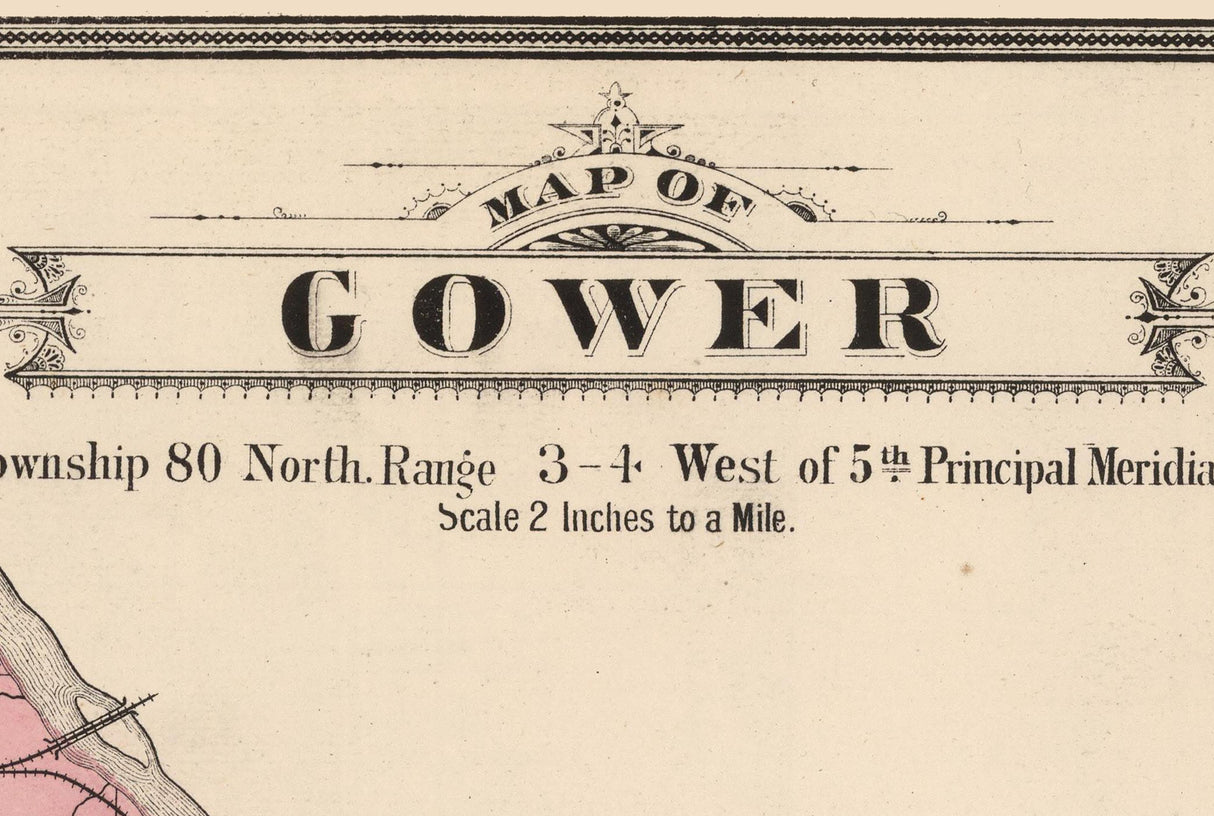 1885 Map of Gower Township Cedar County Iowa