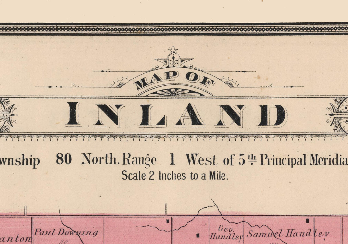 1885 Map of Inland Township Cedar County Iowa