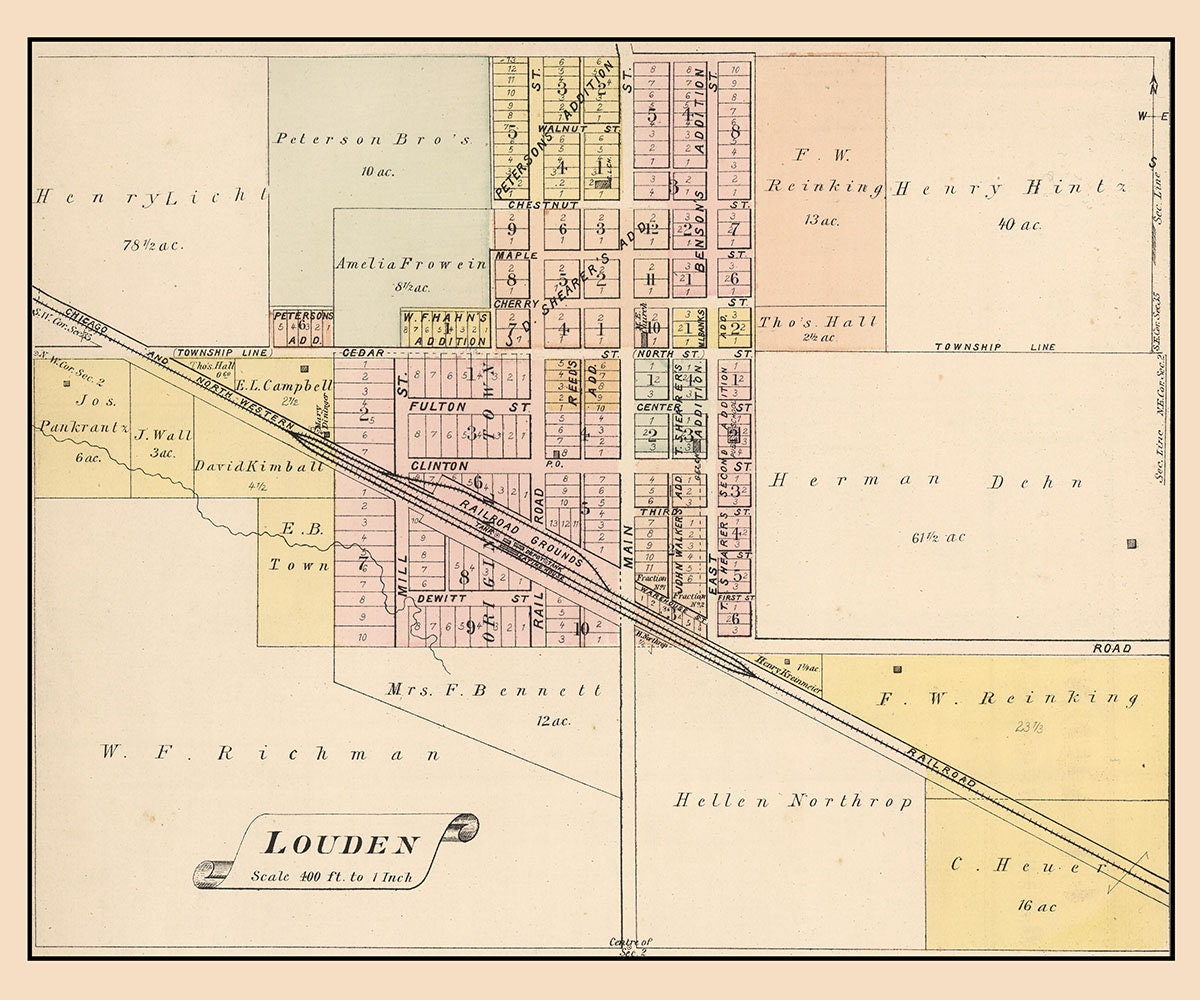 1885 Map of Louden Cedar County Iowa