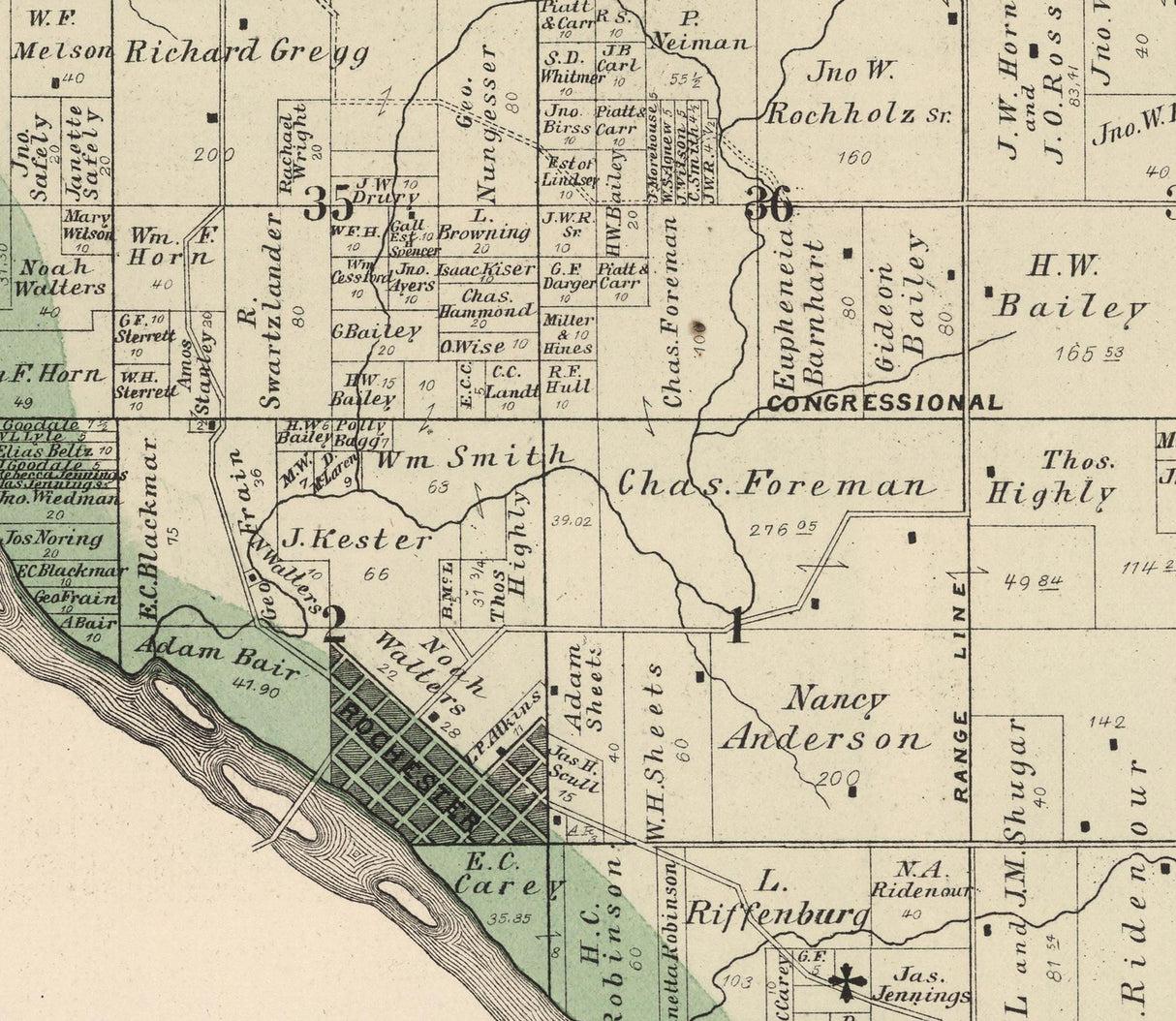 1885 Map of Rochester Township Cedar County Iowa