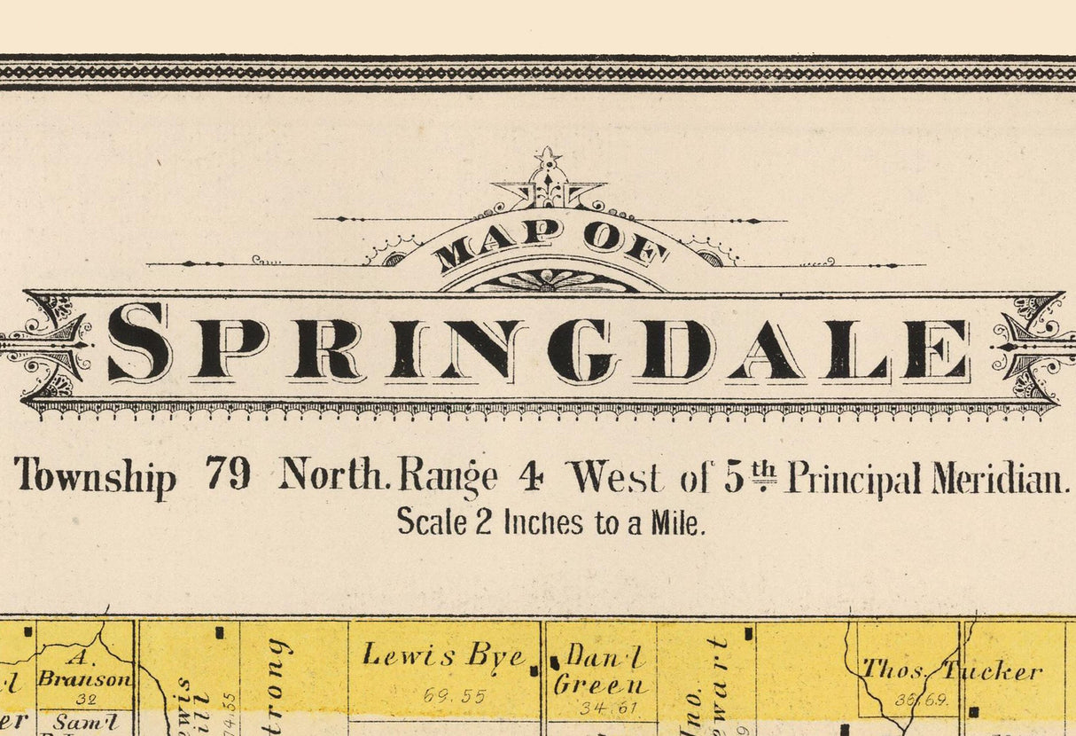 1885 Map of Springdale Township Cedar County Iowa