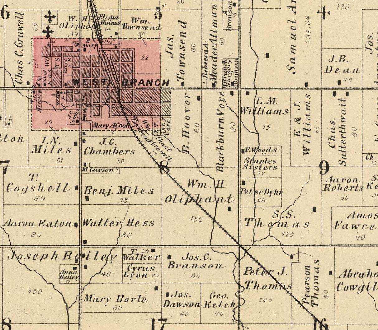 1885 Map of Springdale Township Cedar County Iowa