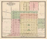 1885 Map of Tipton Cedar County Iowa