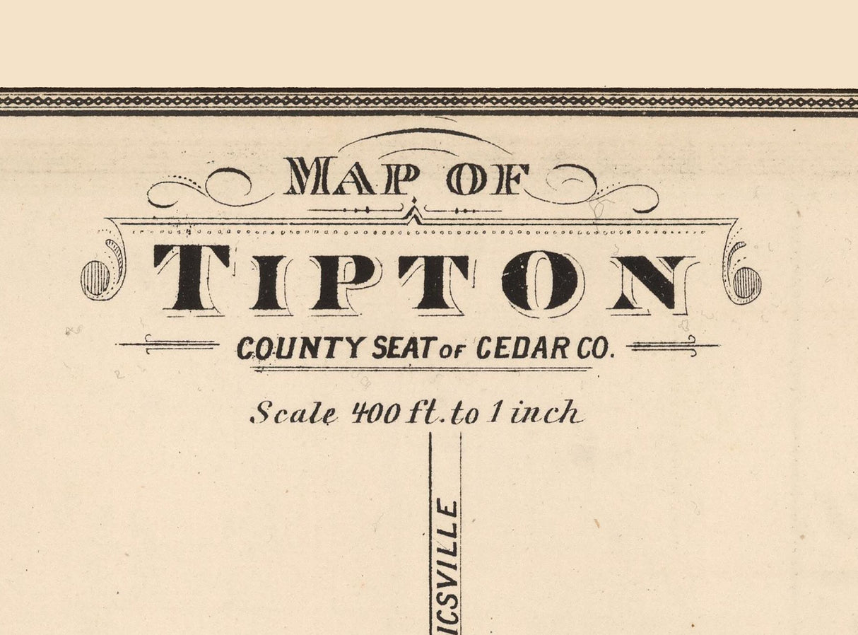1885 Map of Tipton Cedar County Iowa