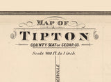 1885 Map of Tipton Cedar County Iowa