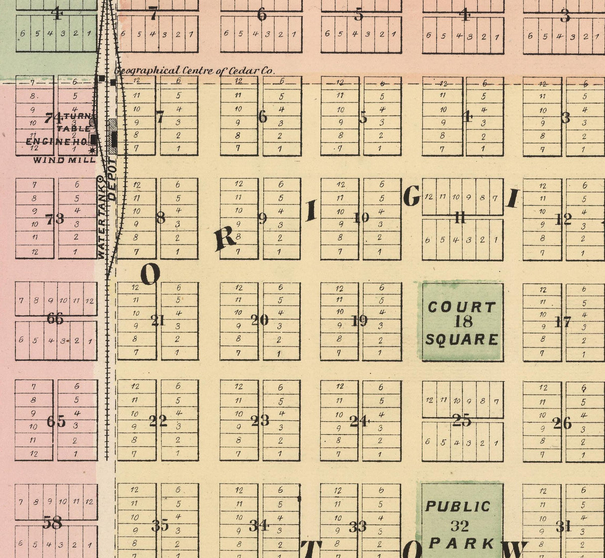 1885 Map of Tipton Cedar County Iowa