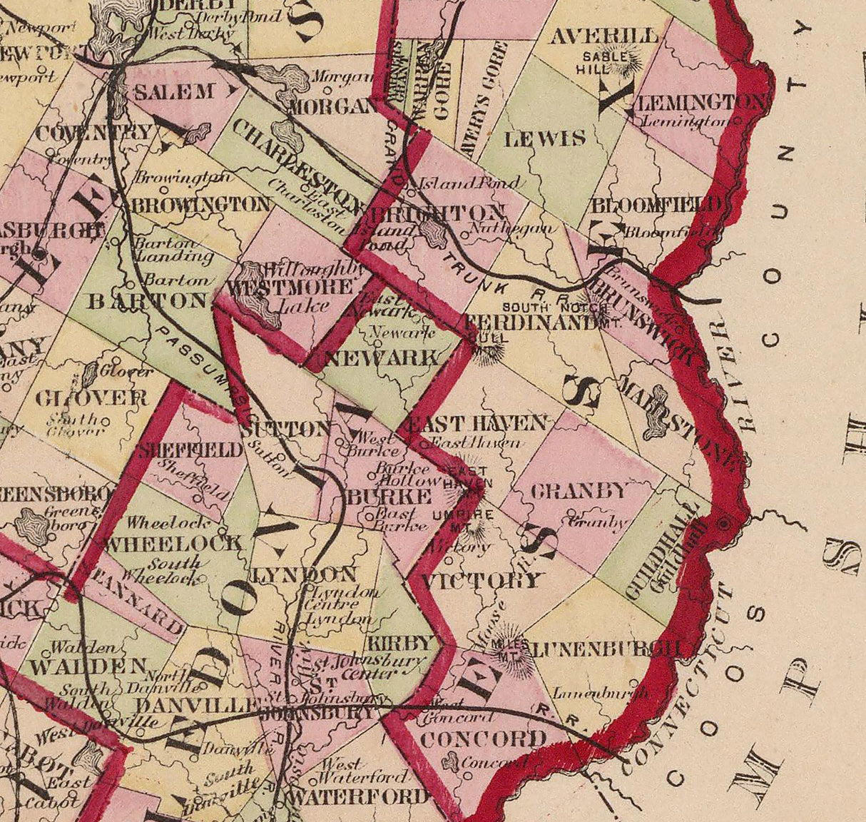 1876 Map of Vermont