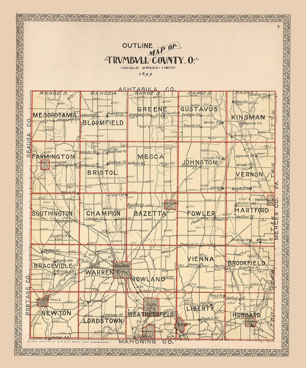 1899 Map of Trumbull County Ohio