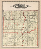 1899 Map of Bazetta Township Trumbull County Ohio