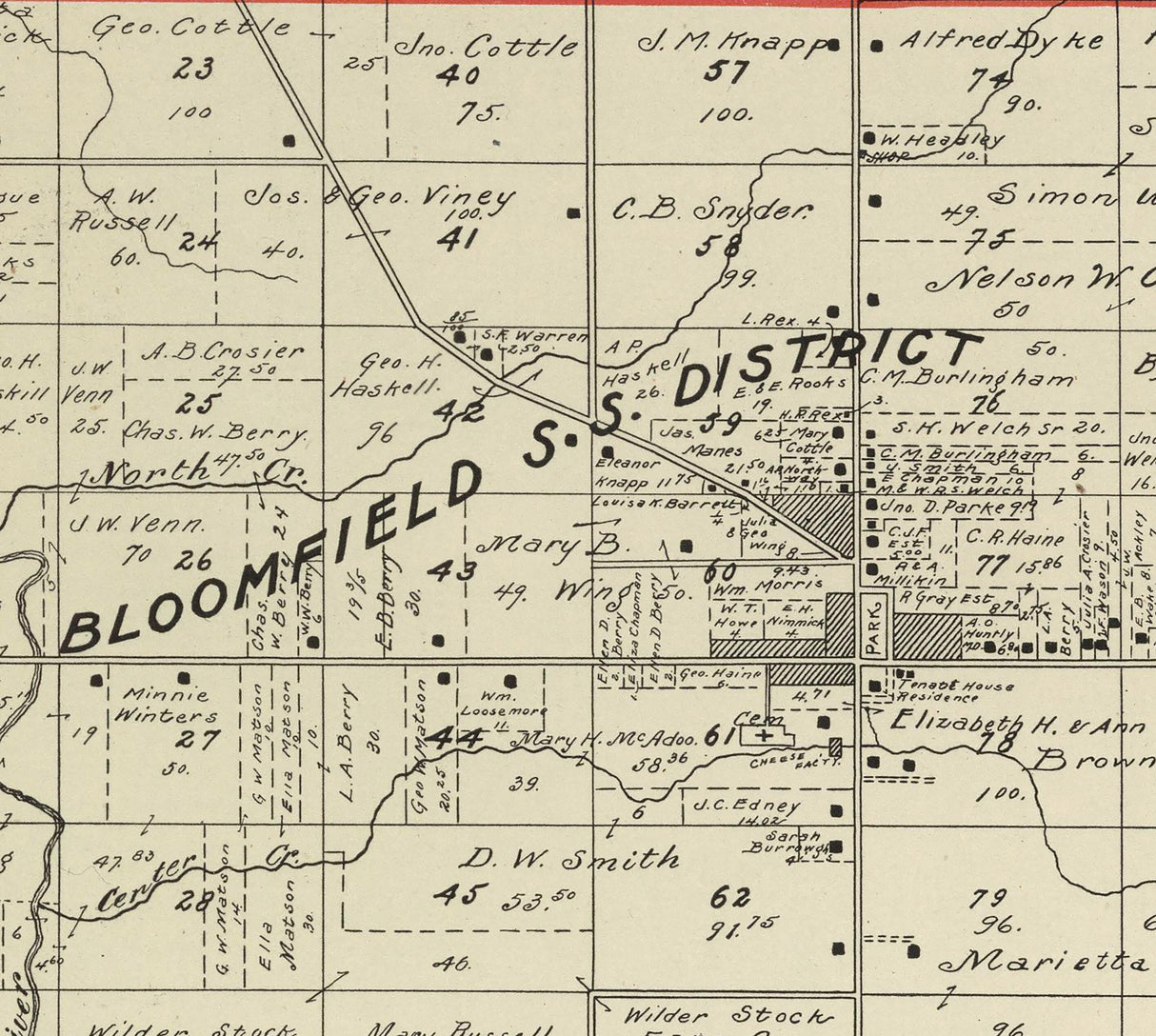 1899 Map of Bloomfield Township Trumbull County Ohio