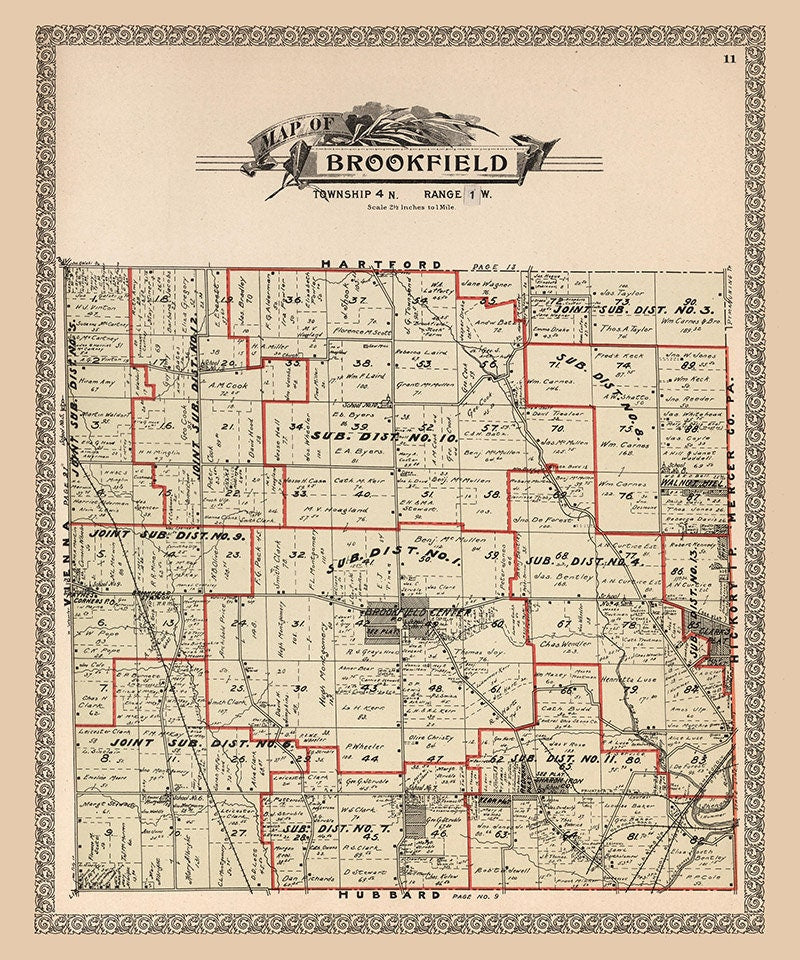 1899 Map of Brookfield Township Trumbull County Ohio