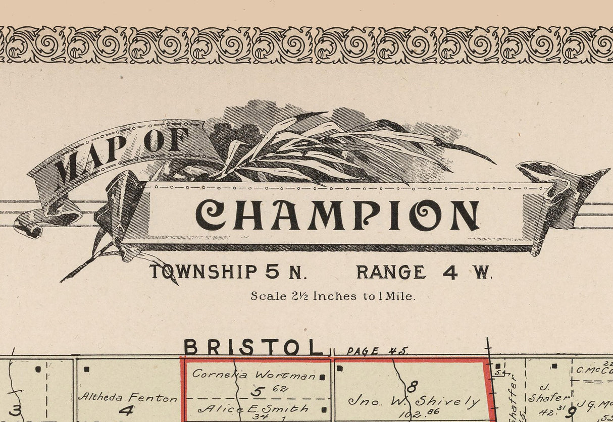 1899 Map of Champion Township Trumbull County Ohio