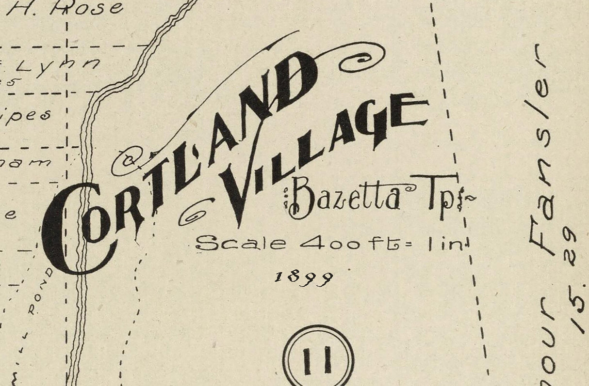 1899 Map of Cortland Village Trumbull County Ohio