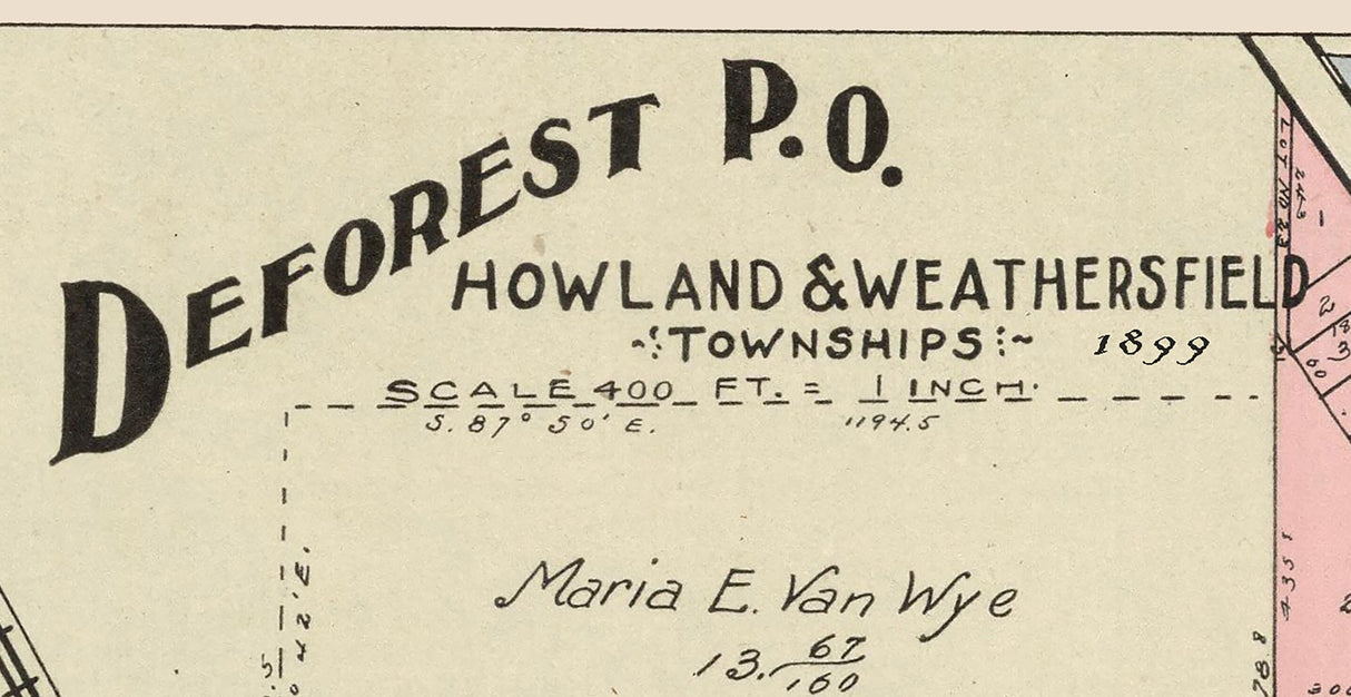 1899 Map of Deforest Trumbull County Ohio