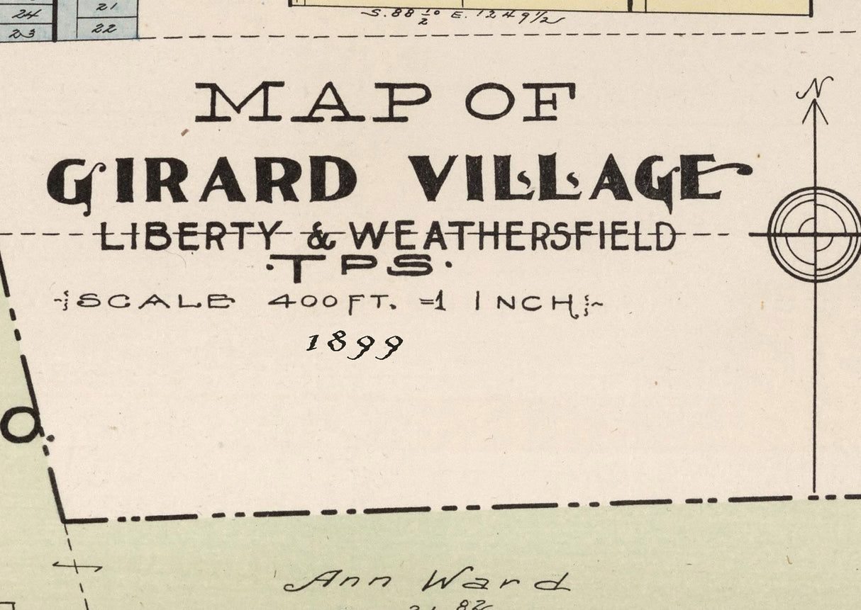 1899 Map of Girard Village Trumbull County Ohio
