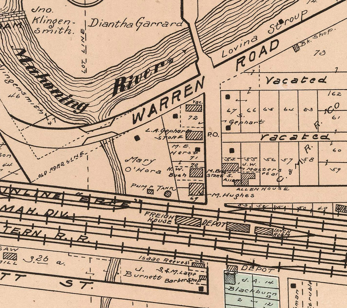 1899 Map of Leavittsburg Trumbull County Ohio