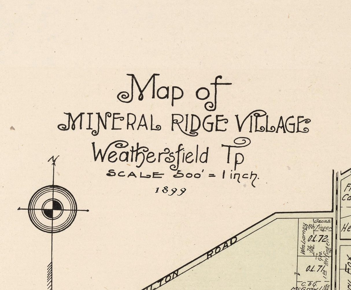 1899 Map of Mineral Ridge Village Trumbull County Ohio