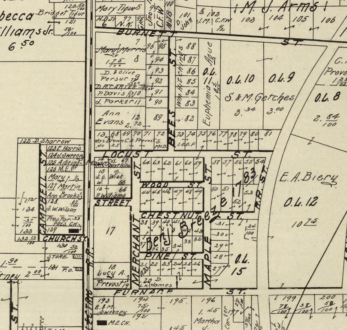 1899 Map of Mineral Ridge Village Trumbull County Ohio