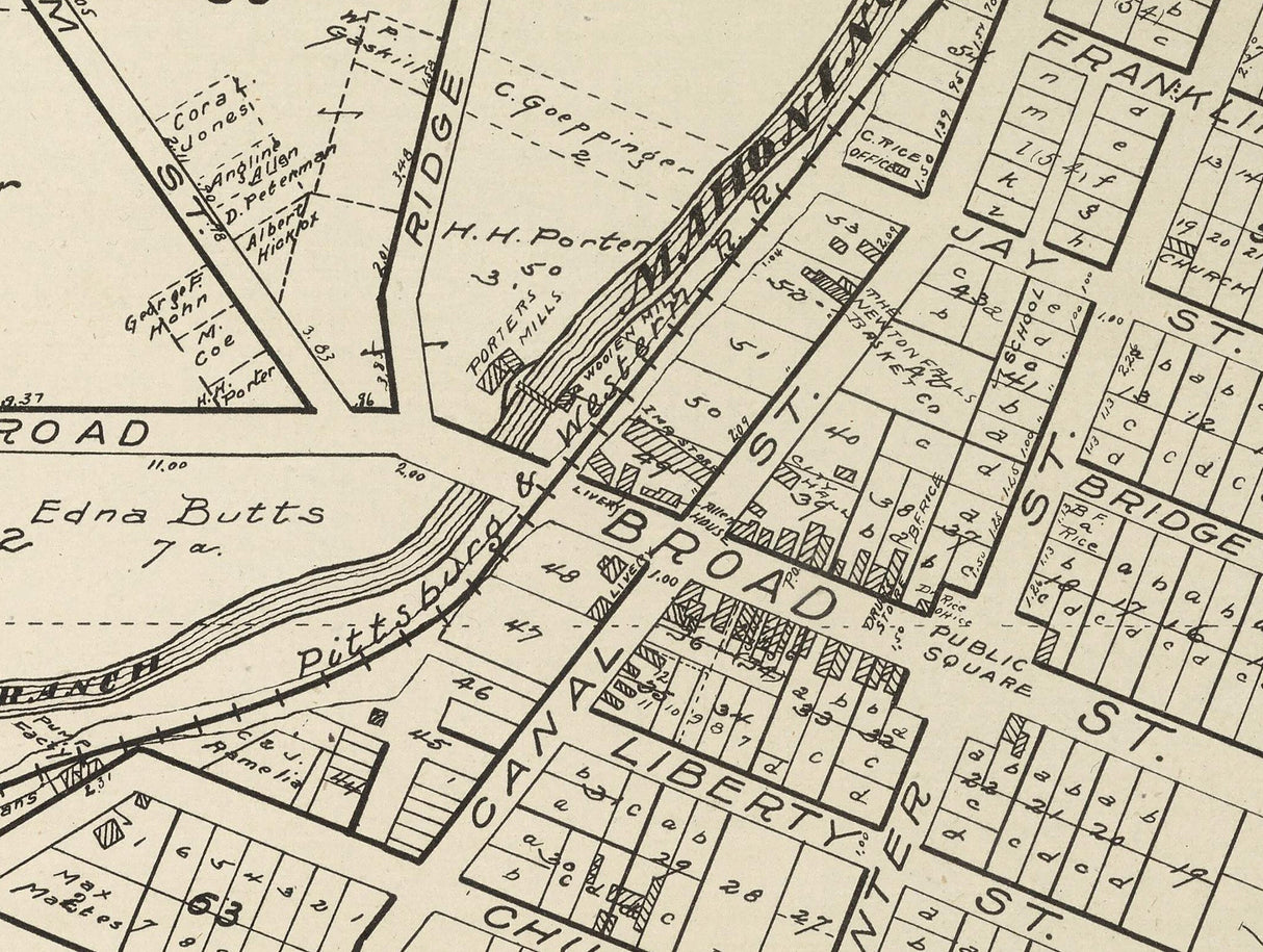 1899 Map of Newton Falls Village Trumbull County Ohio
