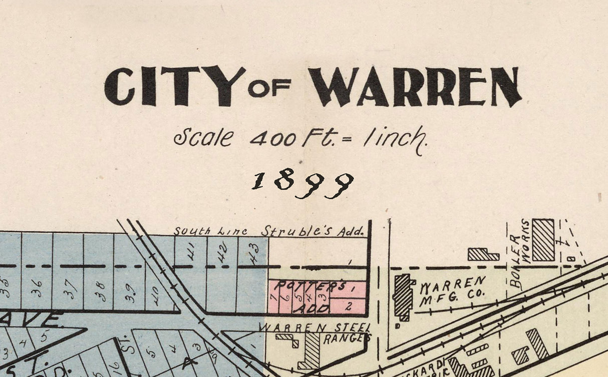 1899 Map of Warren Trumbull County Ohio