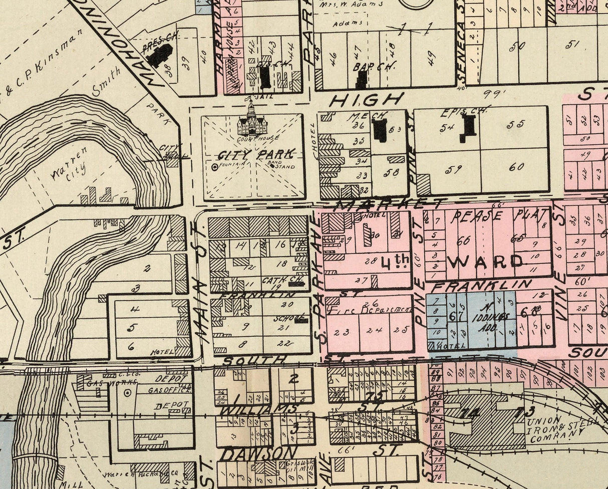 1899 Map of Warren Trumbull County Ohio