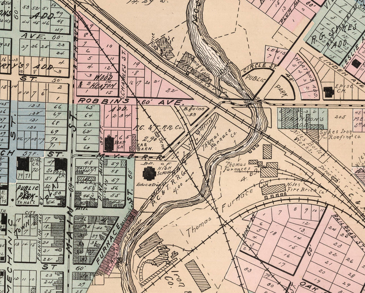 1899 Map of Niles Trumbull County Ohio