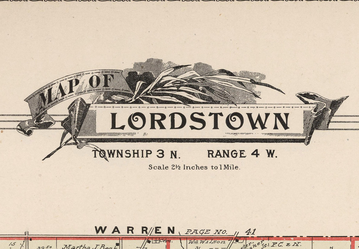 1899 Map of Lordstown Township Trumbull County Ohio