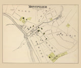 1876 Town Map of Montpelier Vermont