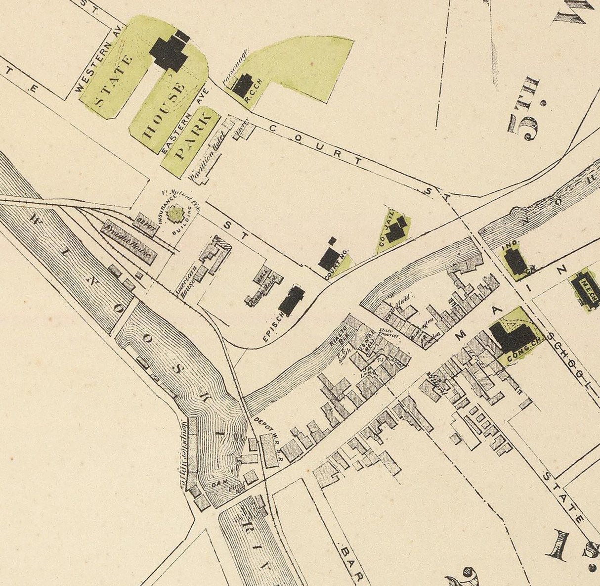 1876 Town Map of Montpelier Vermont