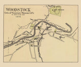 1876 Town Map of Woodstock Vermont