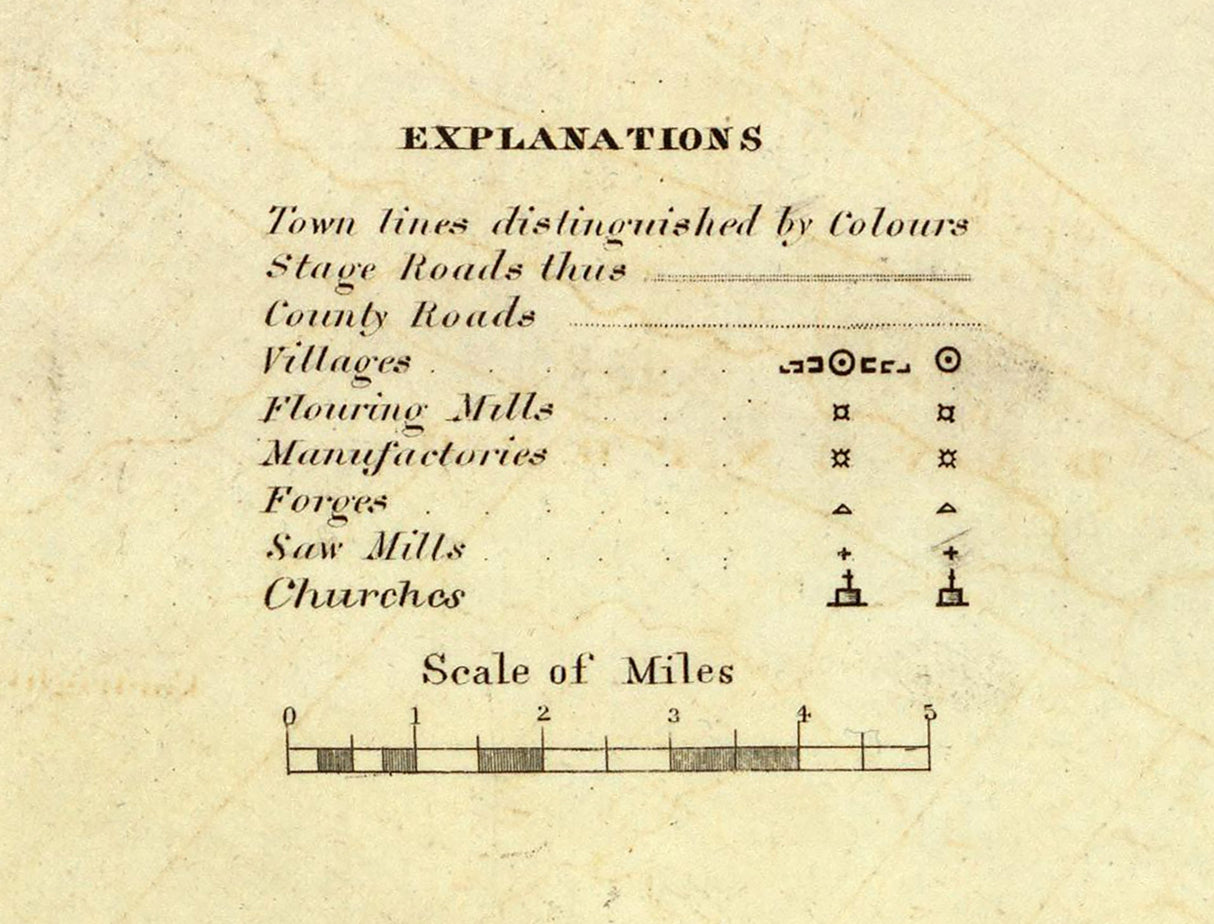 1829 Map of Delaware County New York