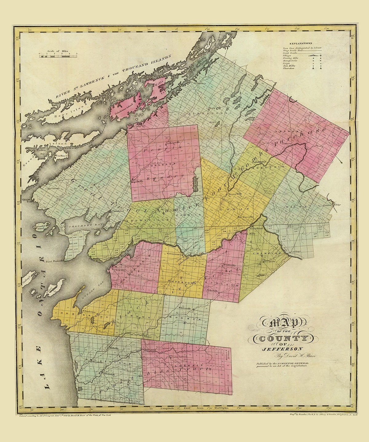 1829 Map of Jefferson County New York