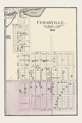 1859 Map of Cedarville Illinois