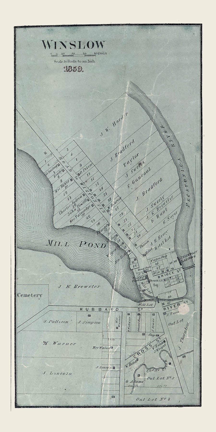 1859 Map of Winslow Illinois