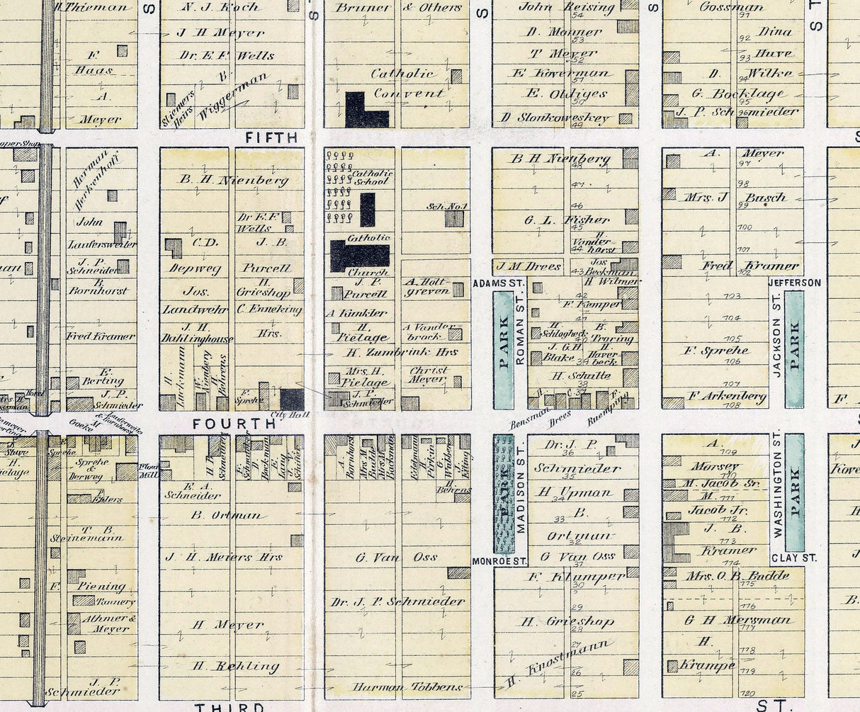 1880 Town Map of Minster Auglaize County Ohio