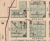 1880 Town Map of New Knoxville Auglaize County Ohio